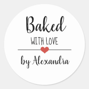Sticker Rond Cuit avec amour nom de script blanc