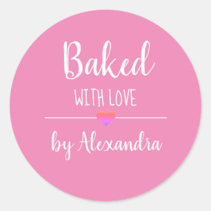Sticker Rond Cuit avec amour nom rose