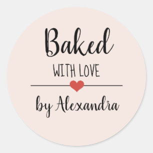 Sticker Rond Cuit avec amour nom rose roux