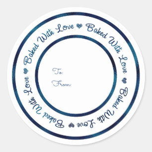 Sticker Rond Cuit Avec Amour Traiter Bleu Brillant Glam Moderne
