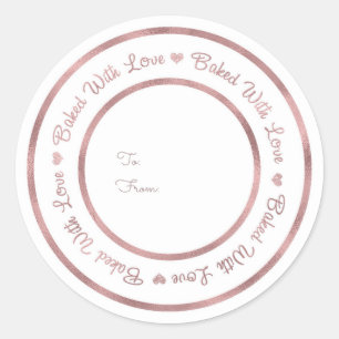 Sticker Rond Cuit Avec Amour Traiter Rose Or Glam Moderne
