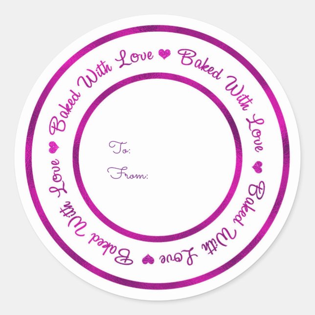 Sticker Rond Cuit Avec Amour Traitez Vibrant Violet Glam Modern (Devant)