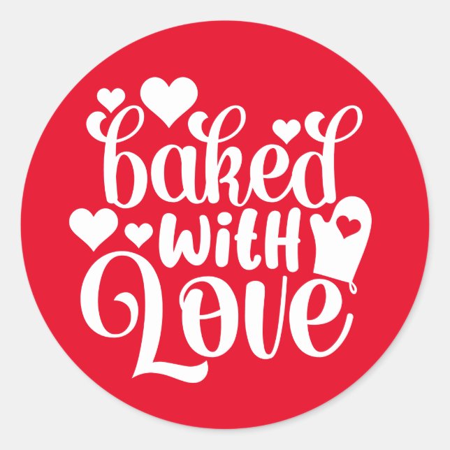 Sticker Rond Cuit Avec Amour | Typographie de vacances Baking r (Devant)