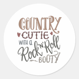 Sticker Rond Cuite de campagne avec un boot Rock'n Roll
