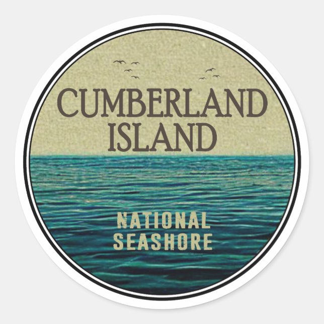 Sticker Rond Cumberland Island National Seashore Ocean Birds (Devant)