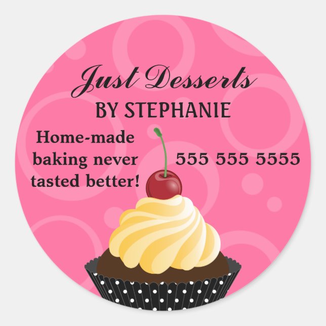 Sticker Rond Cupcake à la boulangerie cerise (Devant)