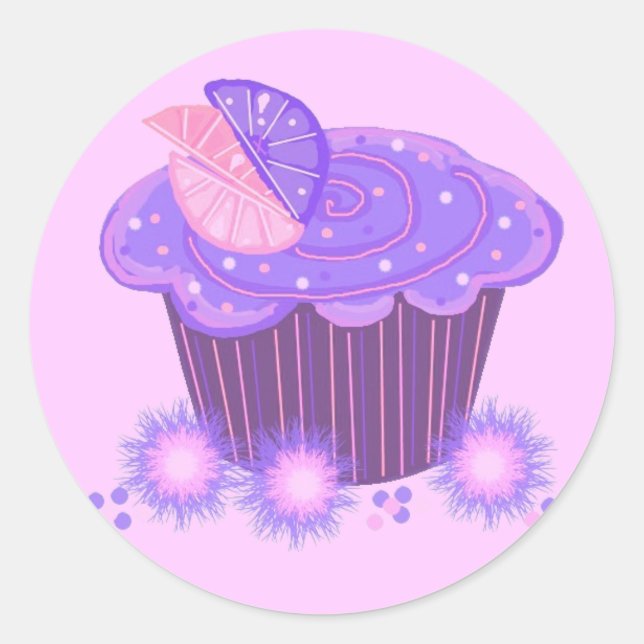 Sticker Rond Cupcake à spirale violette (Devant)