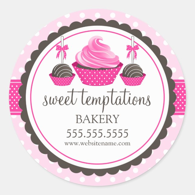 Sticker Rond Cupcake and Cake Pops Boulangerie Cachets (Devant)
