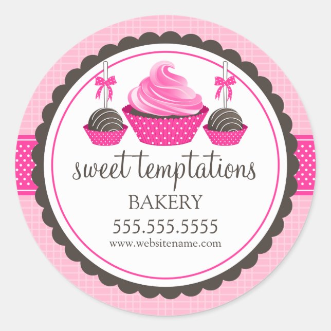 Sticker Rond Cupcake and Cake Pops Boulangerie Cachets (Devant)