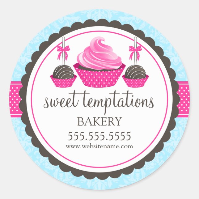 Sticker Rond Cupcake and Cake Pops Boulangerie Cachets (Devant)