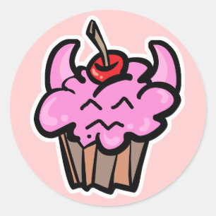 Sticker Rond Cupcake au chocolat du diable