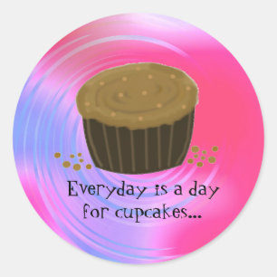 Sticker Rond Cupcake au tourbillon de chocolat