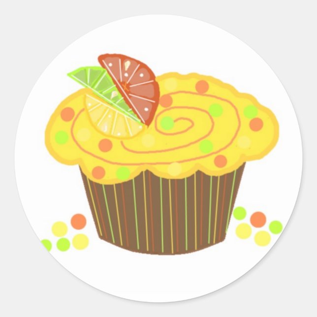 Sticker Rond Cupcake aux fruits de citron (Devant)