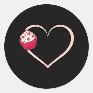 Sticker Rond Cupcake Baking Heartbeat Love Baking
