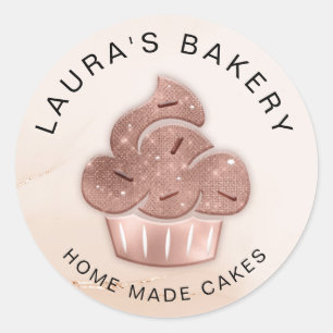 Sticker Rond Cupcake Bakou Pâtisserie Chef Blush rose