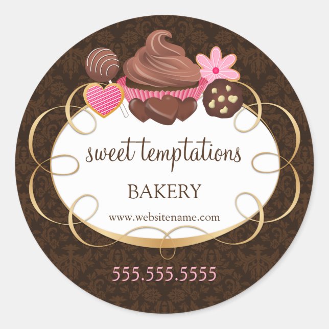 Sticker Rond Cupcake Cake Pops Boulangerie de biscuits Emballag (Devant)