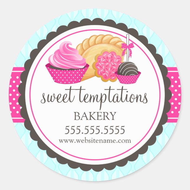 Sticker Rond Cupcake Cake Pops Cookie Turnover Boulangerie Boît (Devant)