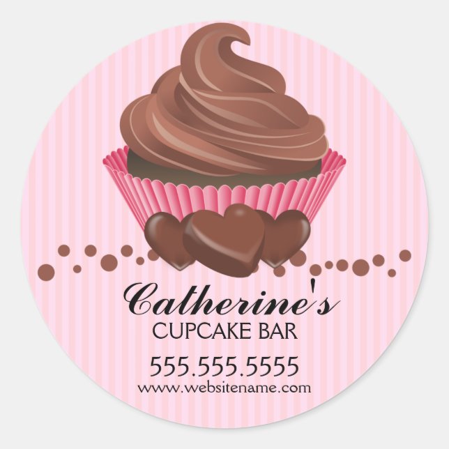 Sticker Rond Cupcake Chocolat Boulangerie Couvercles (Devant)