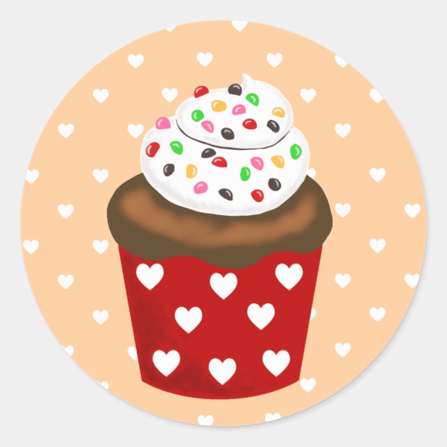 Sticker Rond Cupcake coloré (Devant)