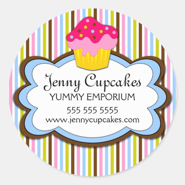 Sticker Rond Cupcake coloré Boulangerie Couvercles (Devant)