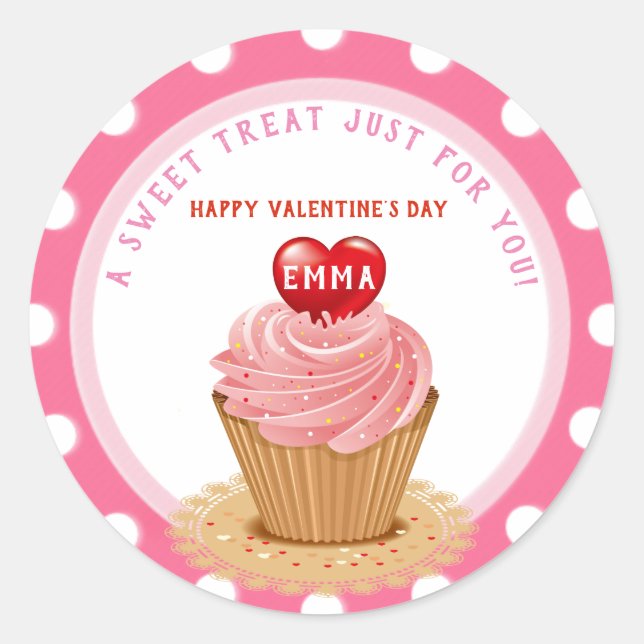 Sticker Rond Cupcake de la Saint Valentin (Devant)