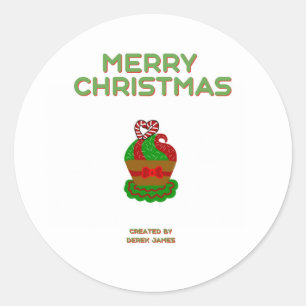 Sticker rond Cupcake de Noël