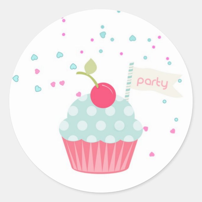 Sticker Rond Cupcake et Confetti (Devant)