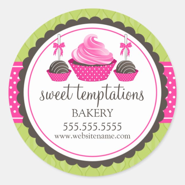 Sticker Rond Cupcake Gourmet et pâtisseries Bouche Seaux (Devant)