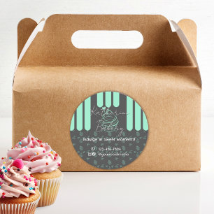 Sticker Rond Cupcake Grey Mint Bakery