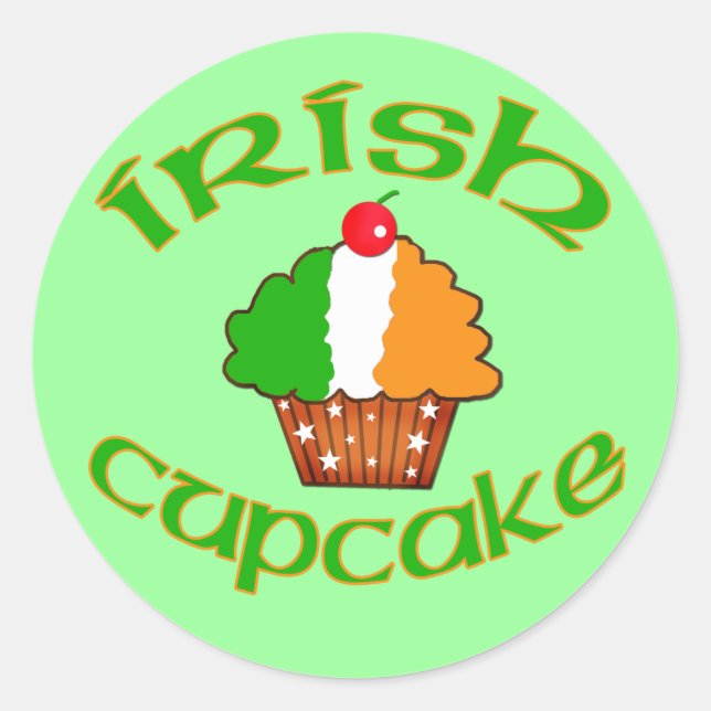Sticker Rond Cupcake irlandais (Devant)