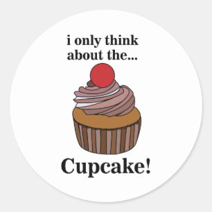 Sticker Rond Cupcake Je Ne Pense Qu'À Cupcake