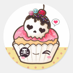 Sticker Rond cupcake Kawaii