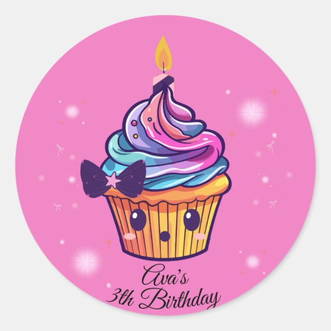 Sticker Rond cupcake kawaii (Devant)