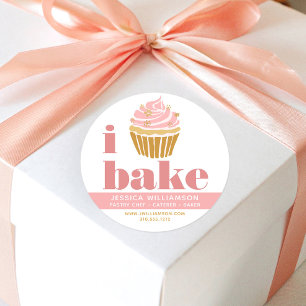 Sticker Rond Cupcake Pink Gold Pâtisserie Chef Cuisine Type mod