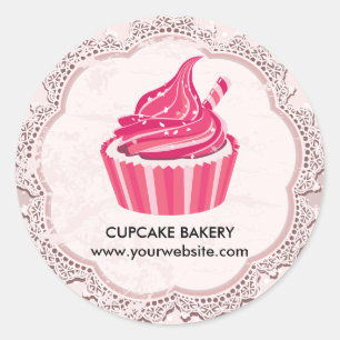 Sticker Rond Cupcake Polka Dot Motif Boulangerie traditionnelle