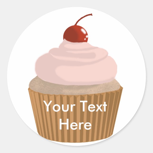 Sticker Rond Cupcake rose et Brown (Devant)
