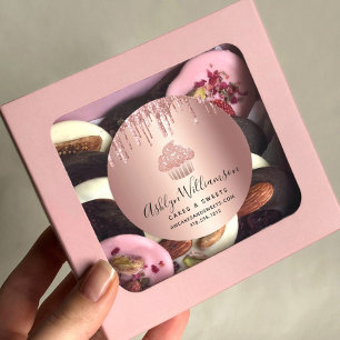 Sticker Rond Cupcake Rose Gold Cuivre Drives Pâtisserie Chef bo