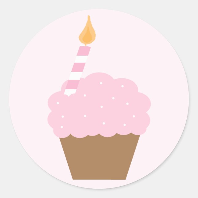 Sticker Rond Cupcake rose pâle (Devant)