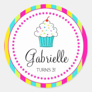 Sticker Rond Cupcake Stickers, pour les dessus de cupcake DYI