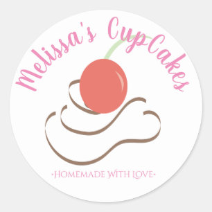 Sticker Rond CupCake Swirl Cherry boulangerie maison