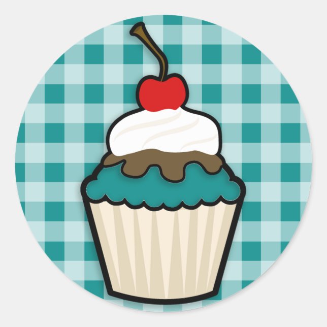 Sticker Rond Cupcake vert turquoise (Devant)