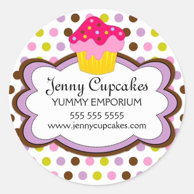 Sticker Rond Cupcake Whimsical Boulangerie Cachets (Devant)