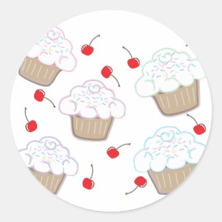 Sticker Rond Cupcakes aux arômes pastel & cerises