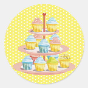 Sticker Rond Cupcakes Boulangerie Pâtisserie Boutique Affaires