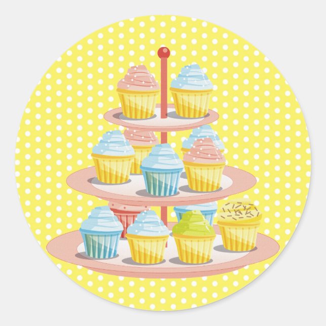 Sticker Rond Cupcakes Boulangerie Pâtisserie Boutique Affaires (Devant)