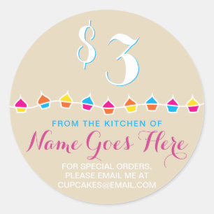 Sticker Rond CUPCAKES de la cuisine des prix