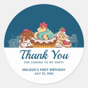 Sticker Rond Cupcakes de style rétro Sweet Dessert Party