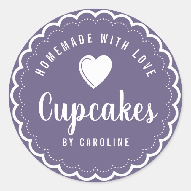 Sticker Rond cupcakes maison boulangerie violet (Devant)