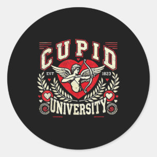 Sticker Rond Cupid University Vintage Valentine Thème