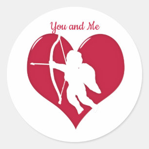 Sticker Rond Cupidon Amour Saint-Valentin